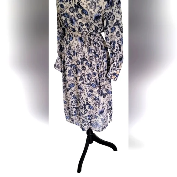 Zara Bohemian Floral Mockneck Belted Side Slits Midi Dress - Picture 8 of 12